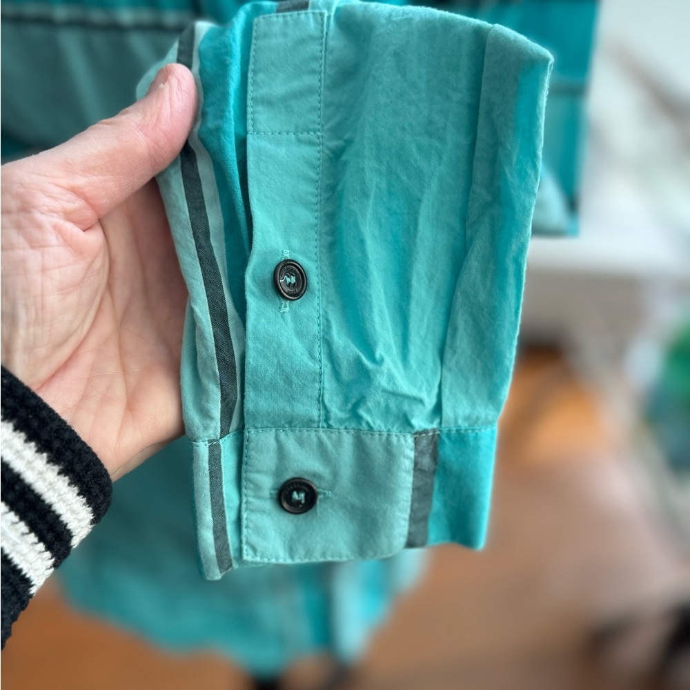 Burberry Teal Plaid Button-Up Shirt - Picture 4 of 4